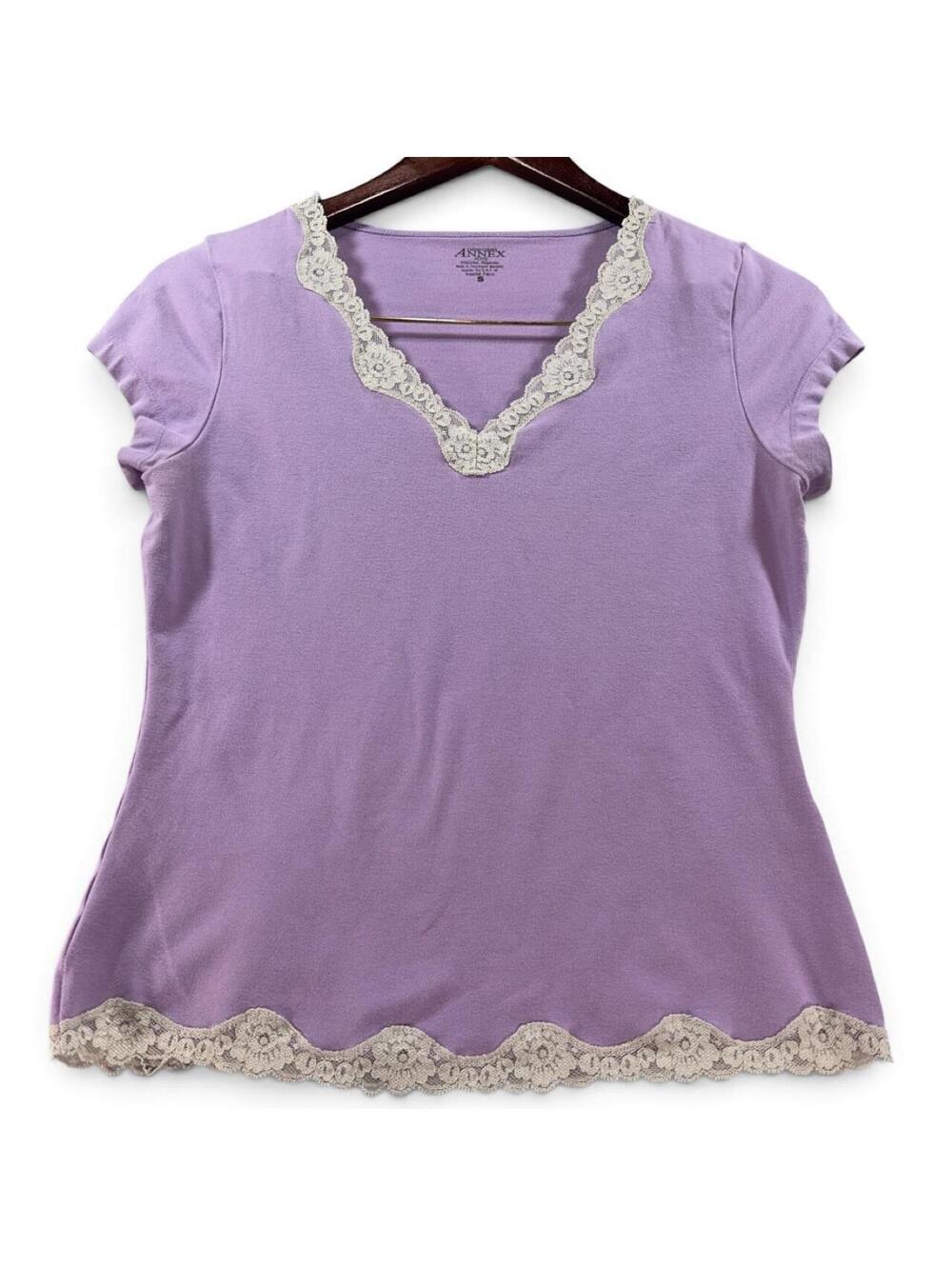 Annex Petite Lavender Lace Trim Top – Size Small